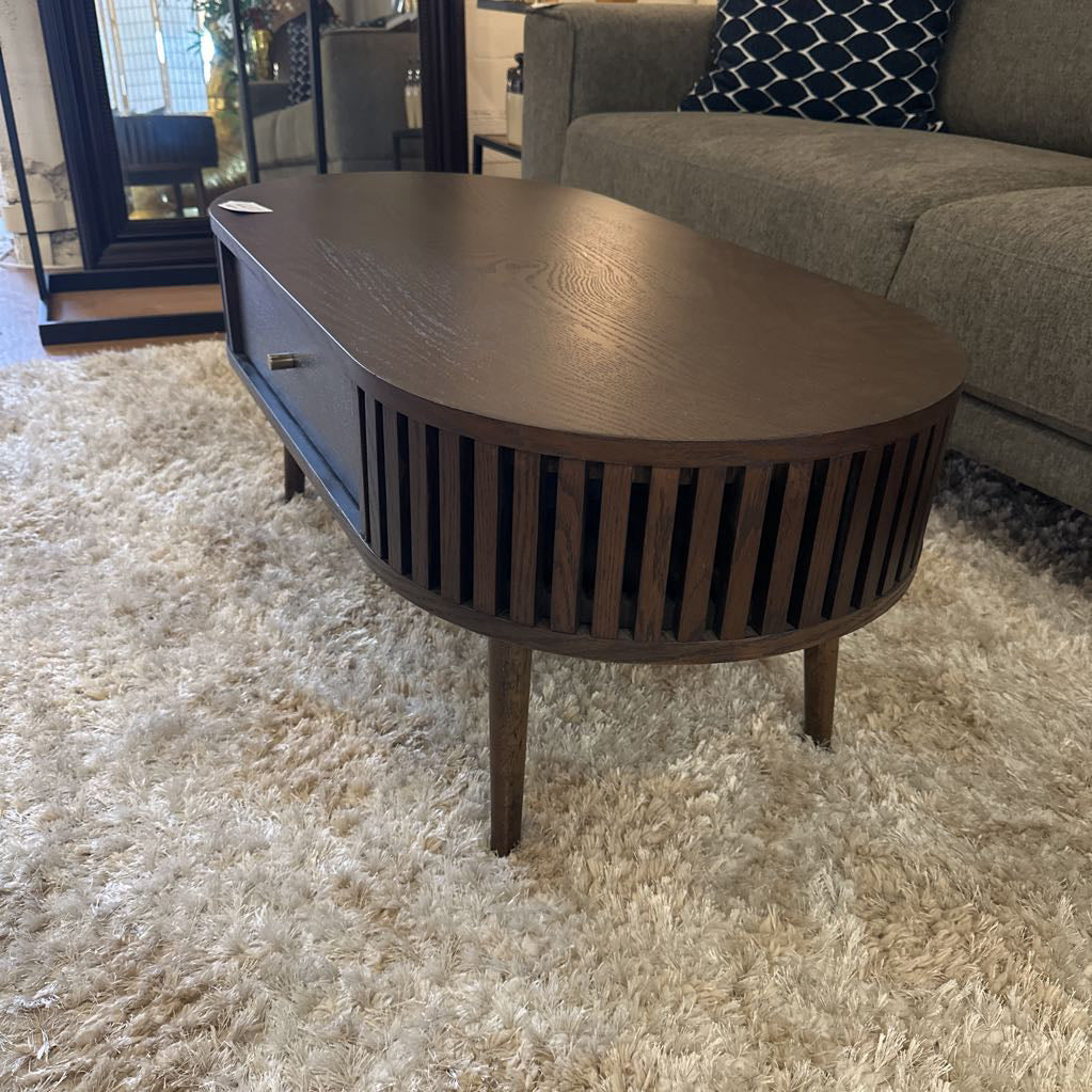 Houston Brown Oval Coffee Table with Drawer