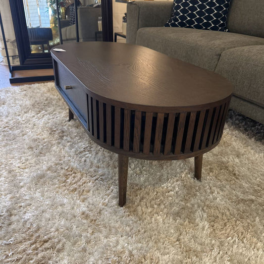 Houston Brown Oval Coffee Table with Drawer C COFFEE TABLES