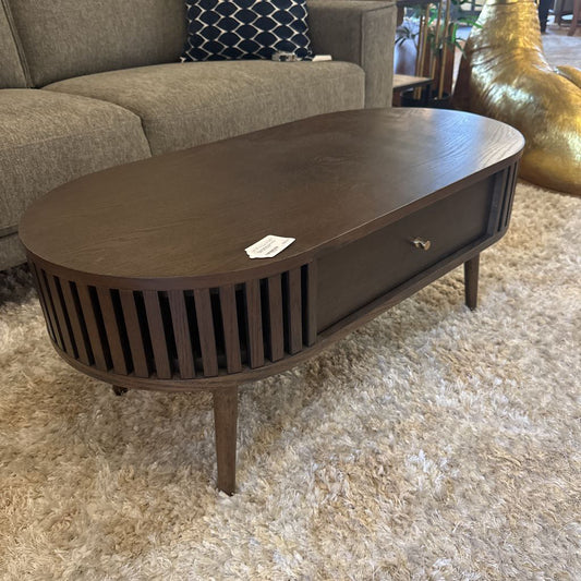 Houston Brown Oval Coffee Table with Drawer C COFFEE TABLES