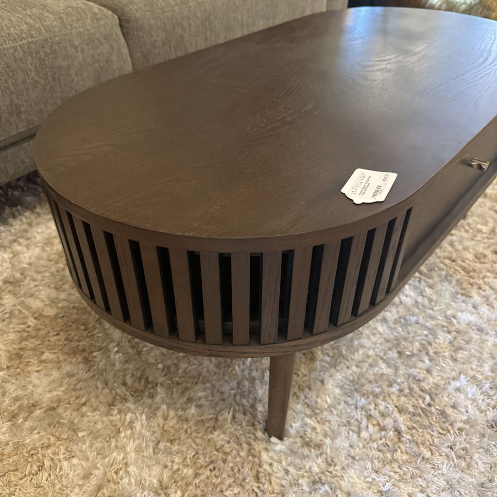 Houston Brown Oval Coffee Table with Drawer