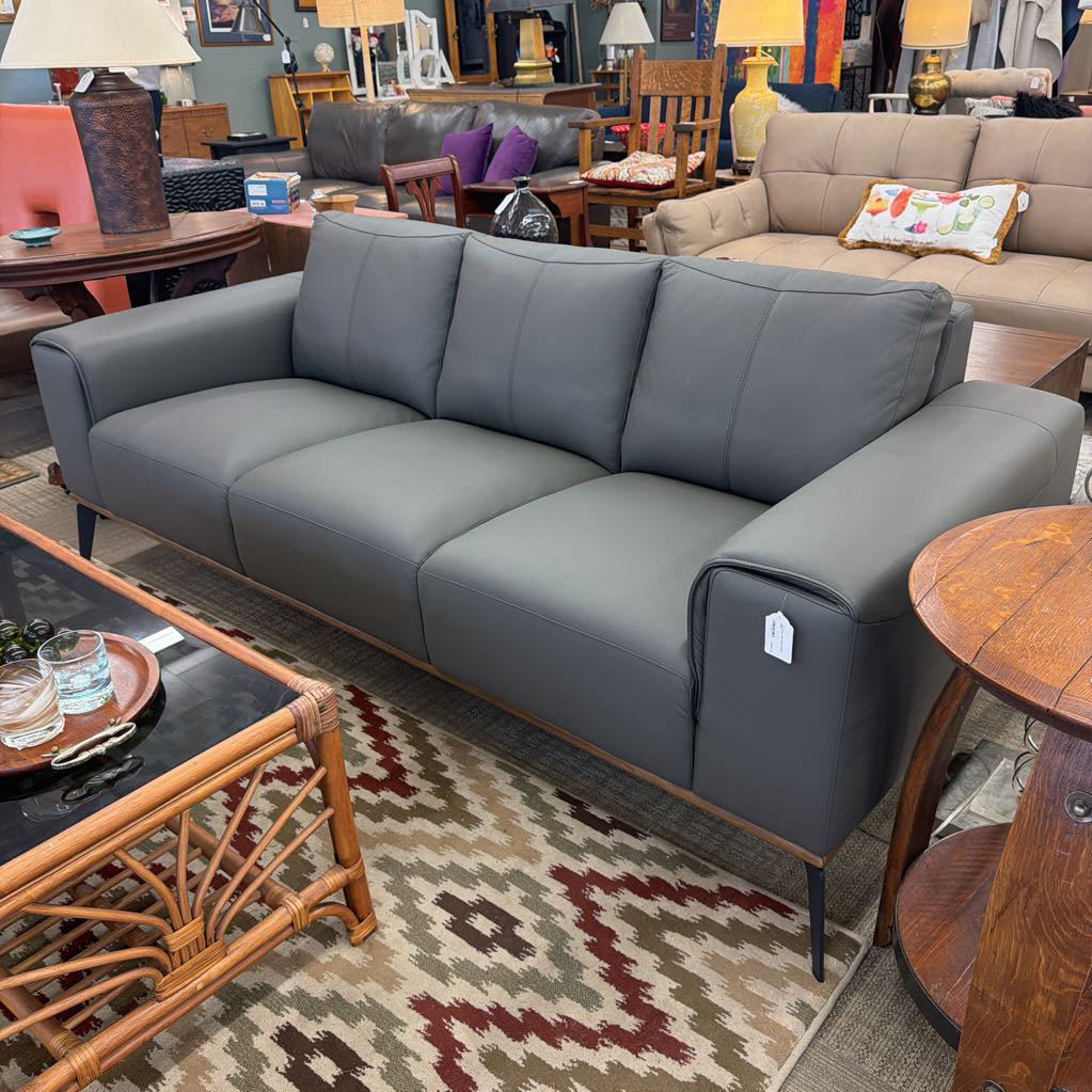 Top Grain Gray Mod Leather Sofa U SOFAS