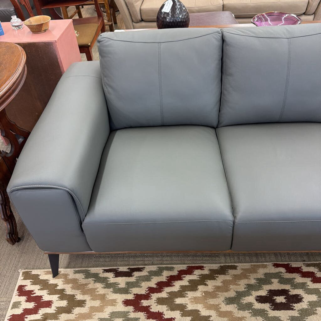 Top Grain Gray Mod Leather Sofa
