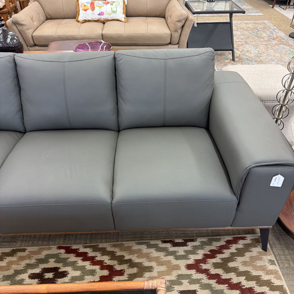 Top Grain Gray Mod Leather Sofa