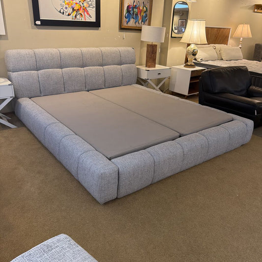 Grey Fabric Upholstered Cal King Bed Frame