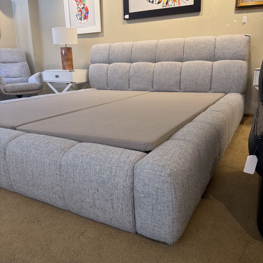 Grey Fabric Upholstered Cal King Bed Frame