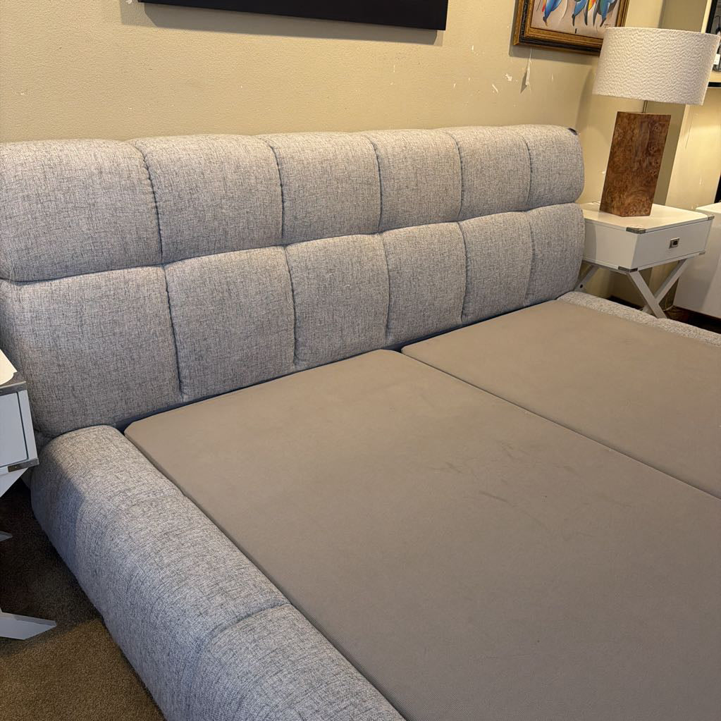 Grey Fabric Upholstered Cal King Bed Frame C BED FRAMES