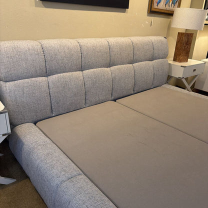 Grey Fabric Upholstered Cal King Bed Frame