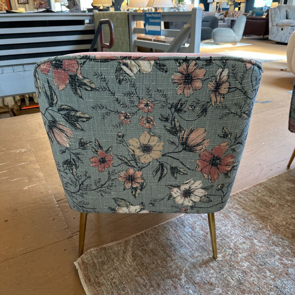 Chair with floral pattern in a store setting