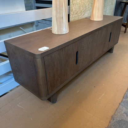Wooden sideboard with a plain background