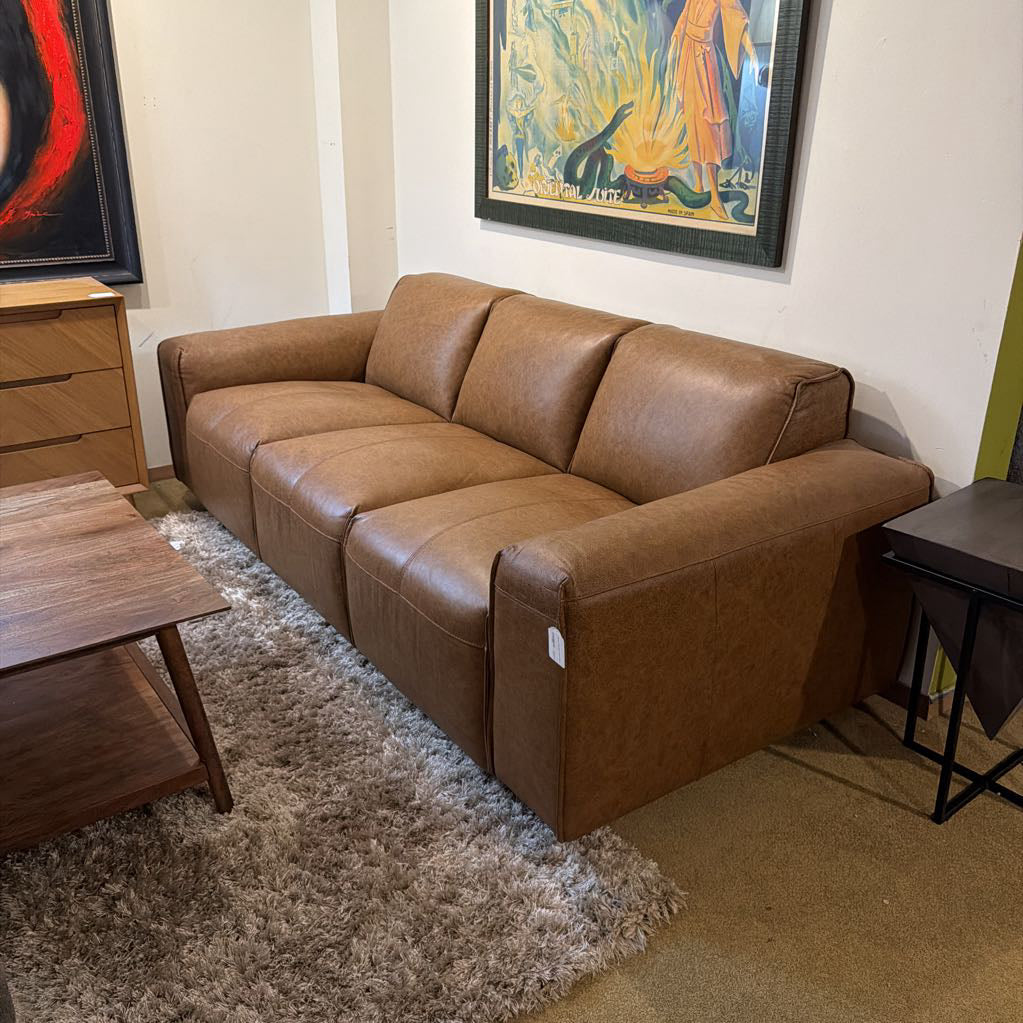 Premium Chestnut Leather Sofa