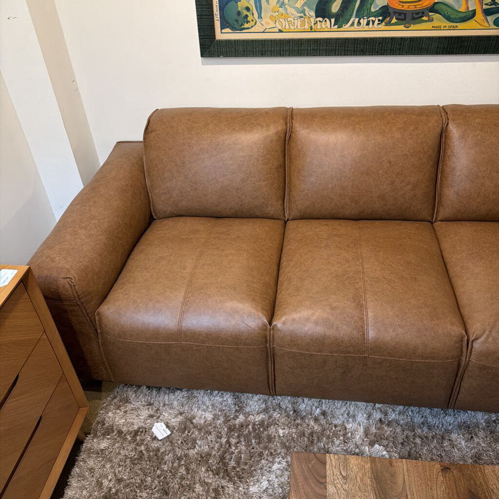 Premium Chestnut Leather Sofa