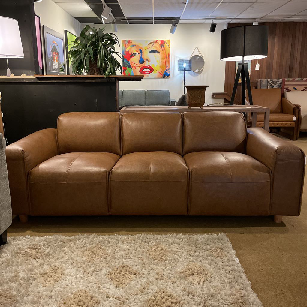 Premium Chestnut Leather Sofa