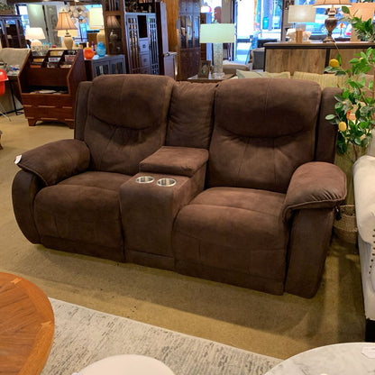 Brown Suede Style Fabric Power Recliner Sofa