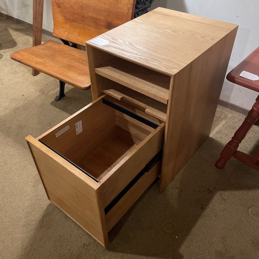 Oak File Cabinet with Shelf