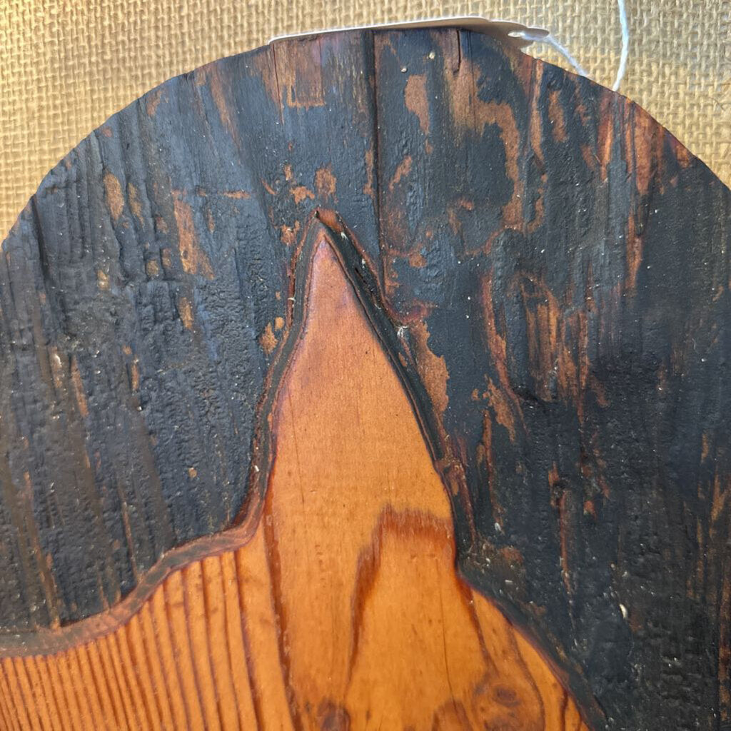 Close-up of a wooden surface with a dark brown and black pattern