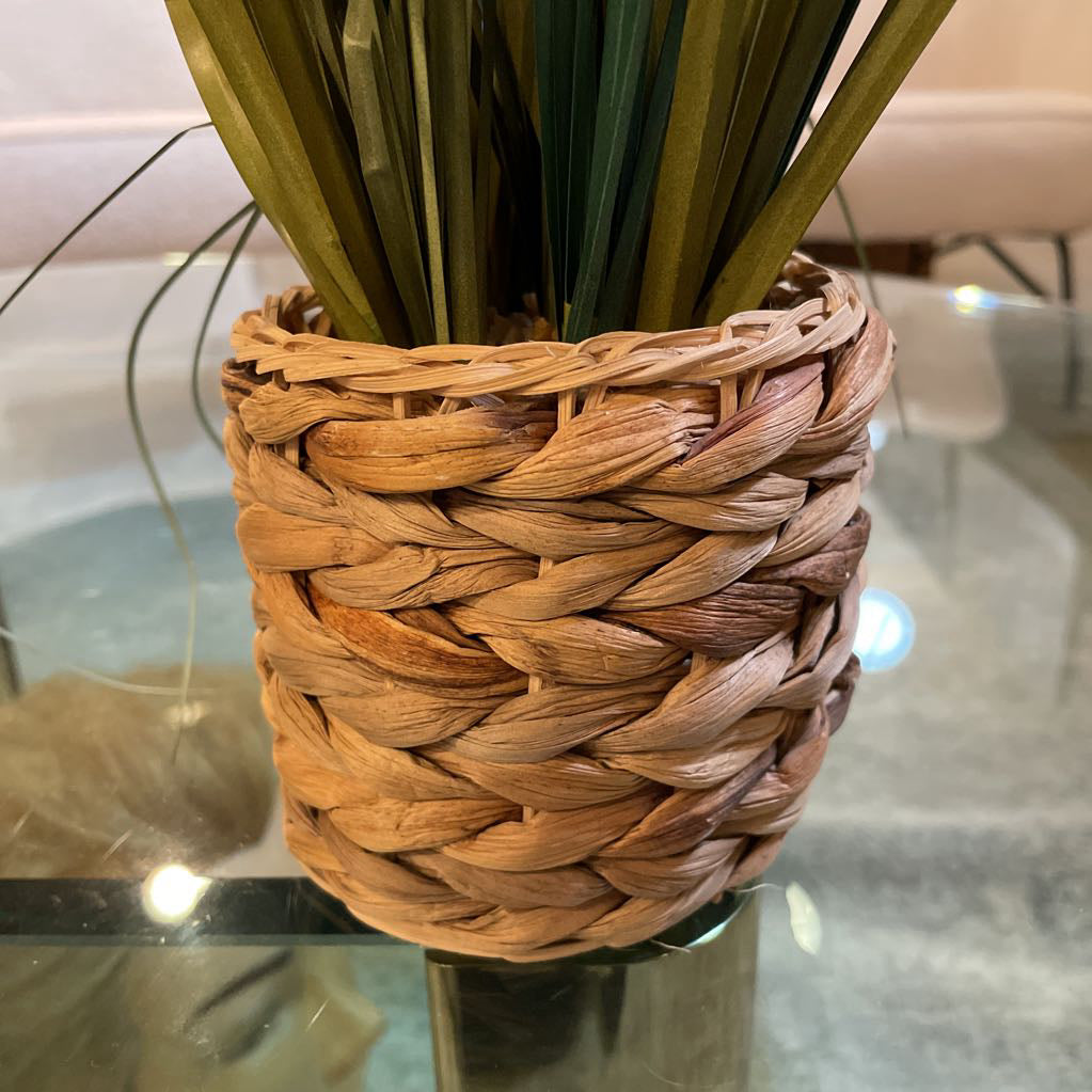 Faux Spiky Grass Plant in Woven Basket