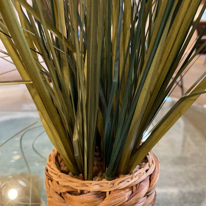 Faux Spiky Grass Plant in Woven Basket