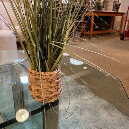 Faux Spiky Grass Plant in Woven Basket