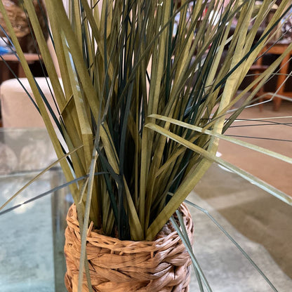 Faux Spiky Grass Plant in Woven Basket
