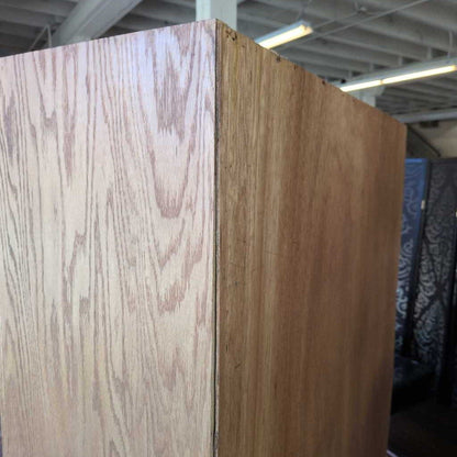 Two wooden panels with different finishes side by side.