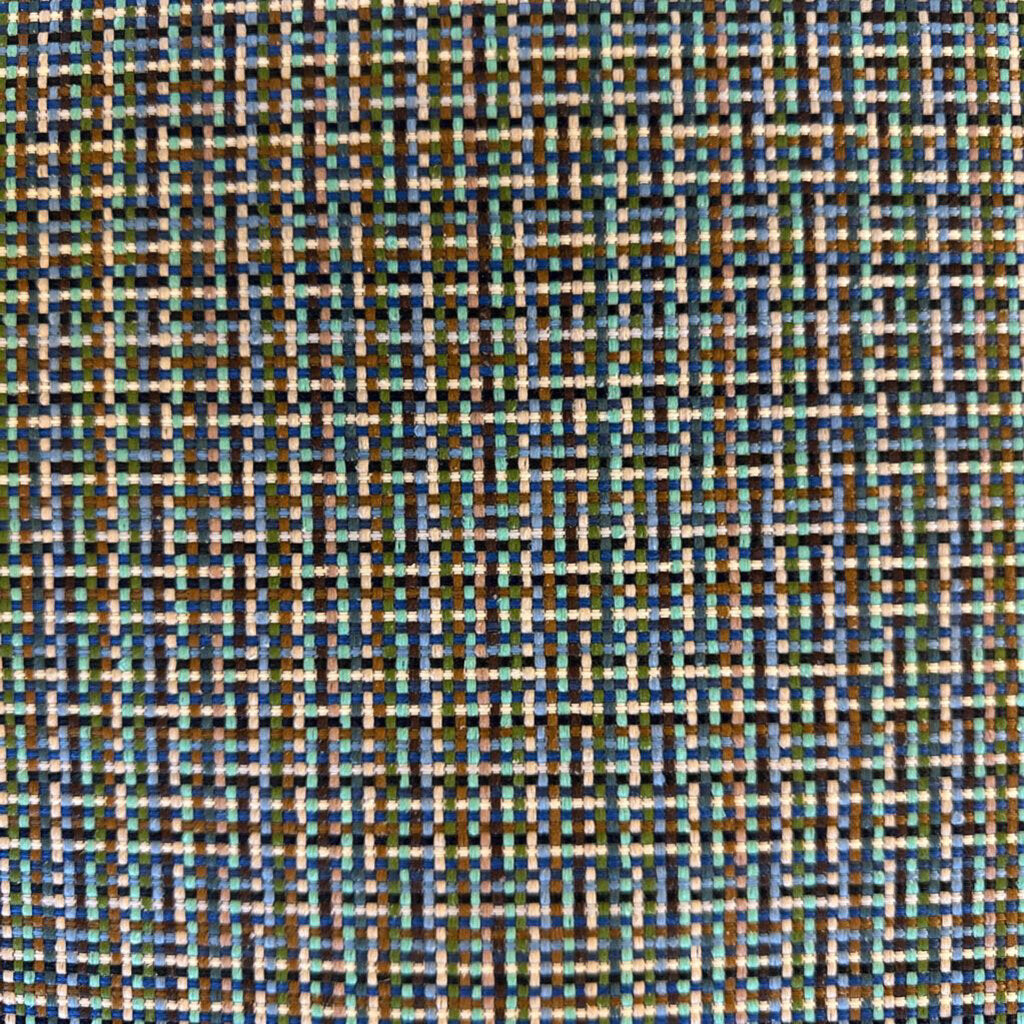 Textured fabric pattern with blue, brown, and beige colors