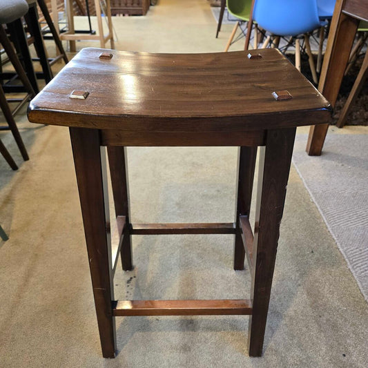 Dark Wood Stool with Rectangle Seat