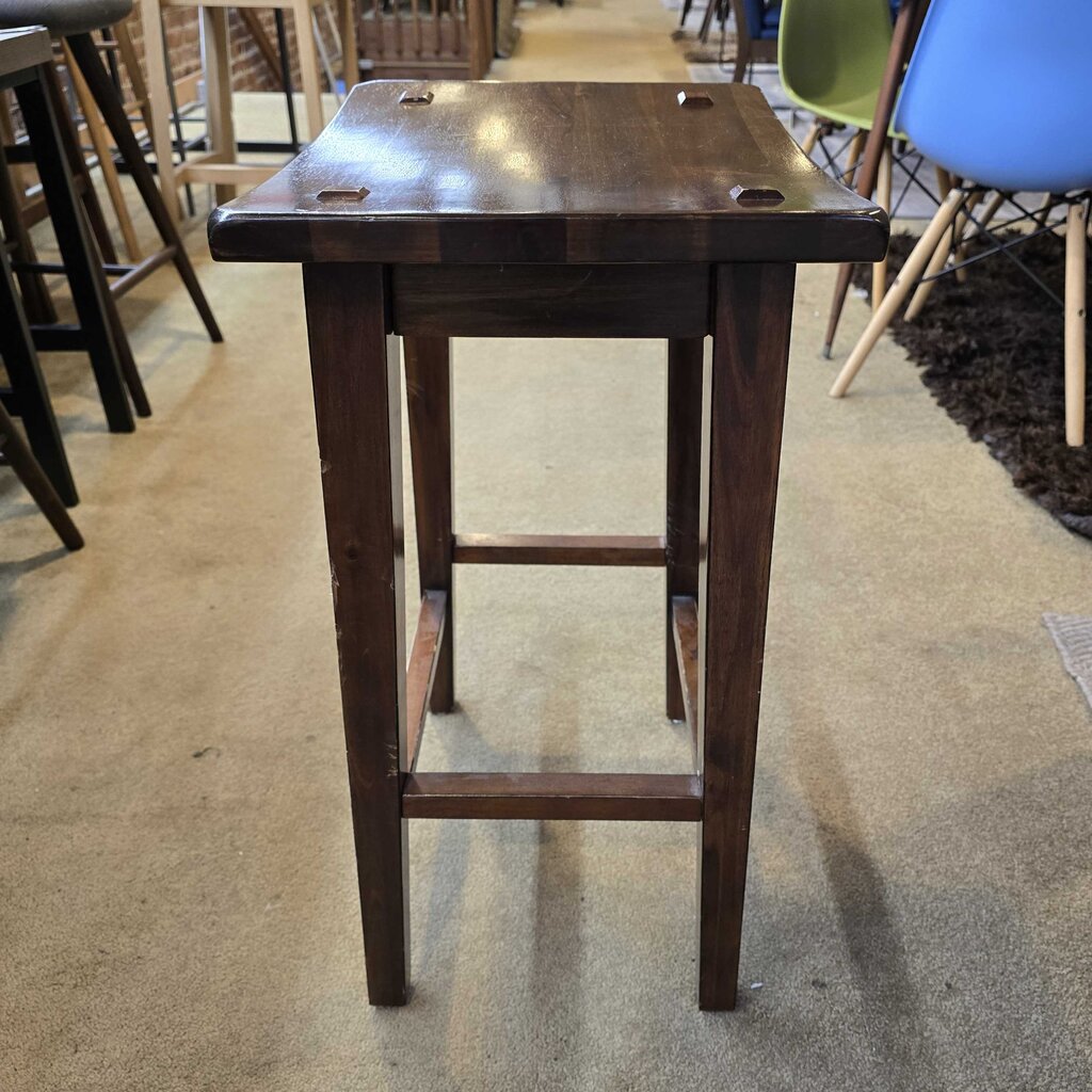 Dark Wood Stool with Rectangle Seat