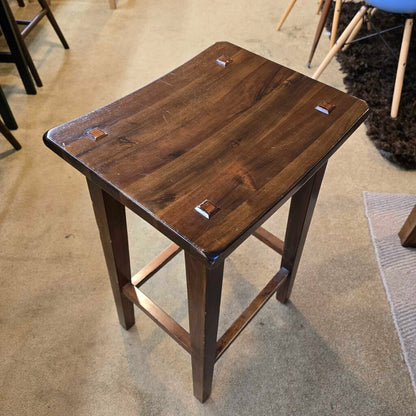Dark Wood Stool with Rectangle Seat