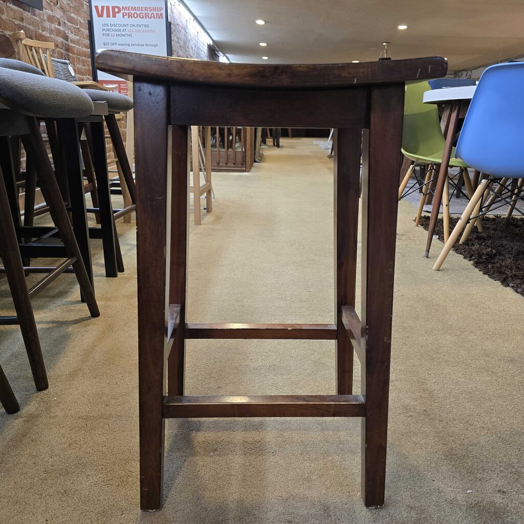 Dark Wood Stool with Rectangle Seat