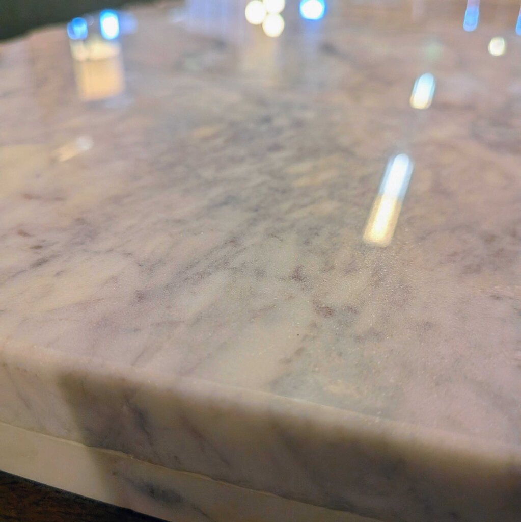 Marble countertop with a blurred background