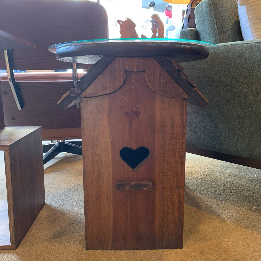 Birdhouse Side Table w/ Glass Top