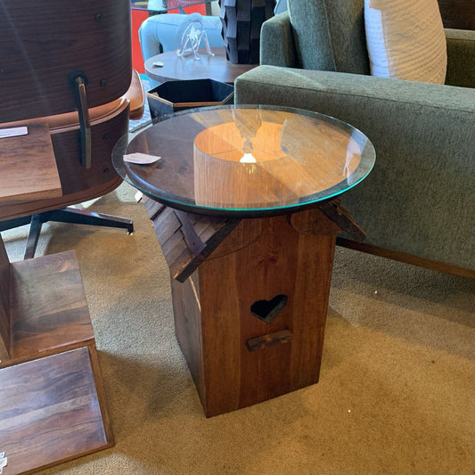 Birdhouse Side Table w/ Glass Top