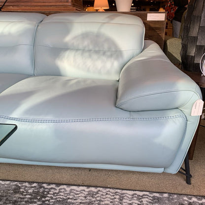Robin Egg Blue Mod Leather Sofa