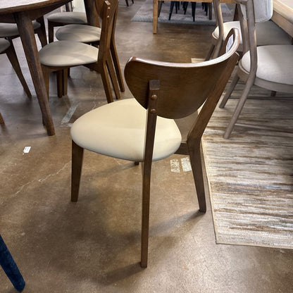 Beige Seat Walnut Chair C DINING CHAIRS