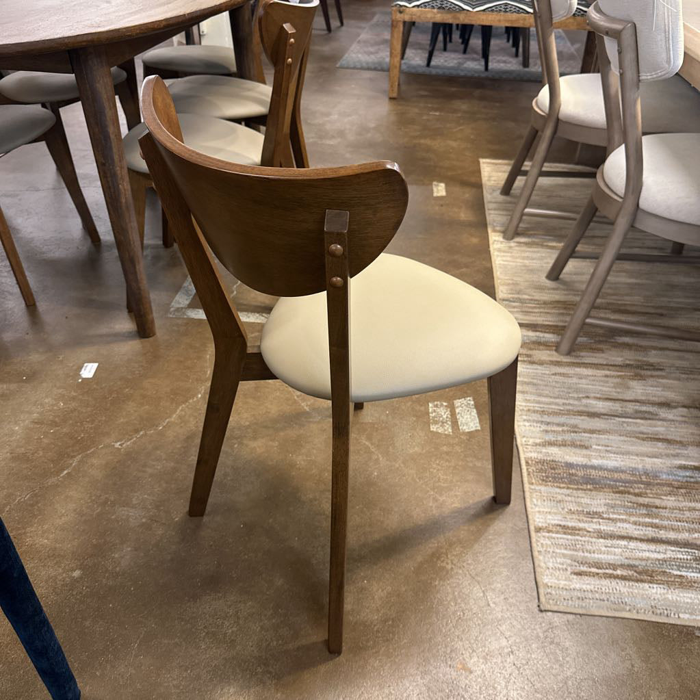 Beige Seat Walnut Chair C DINING CHAIRS