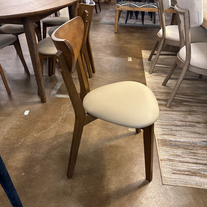 Beige Seat Walnut Chair C DINING CHAIRS