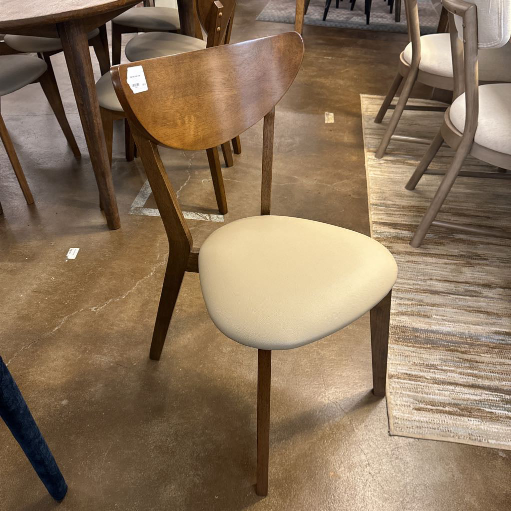 Beige Seat Walnut Chair C DINING CHAIRS