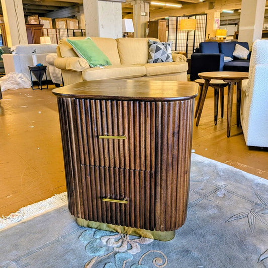Wooden nightstand with gold handles 