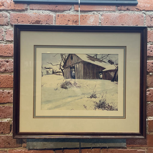 Barn in the Snow Art