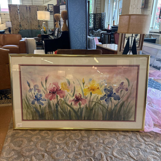 watercolor flowers in a gold frame 