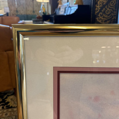 watercolor flowers in a gold frame 
