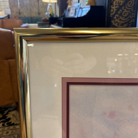 watercolor flowers in a gold frame 