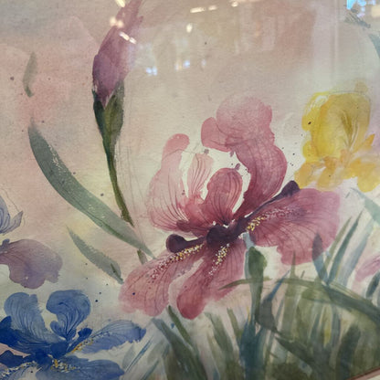 watercolor flowers in a gold frame 