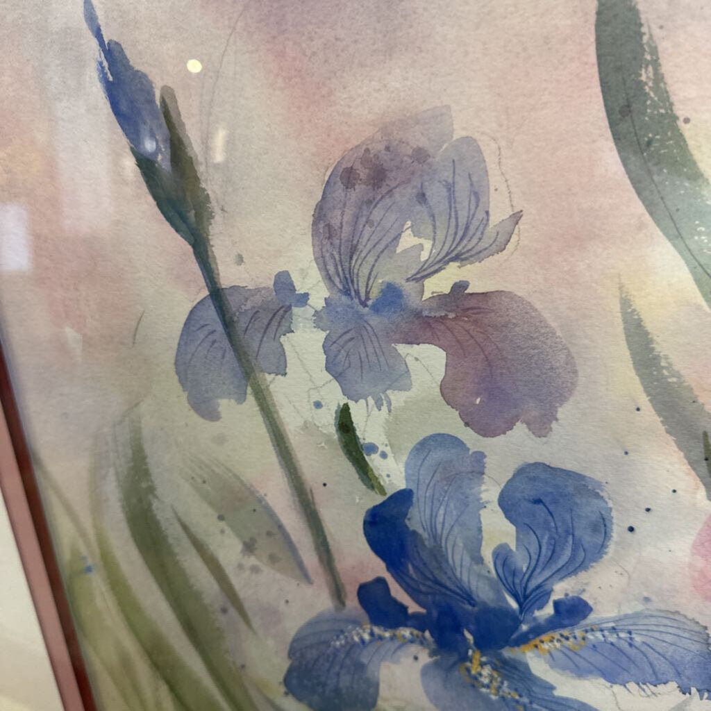 watercolor flowers in a gold frame 
