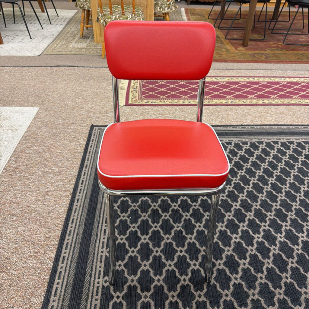 Retro Red Leatherette Dining Chair