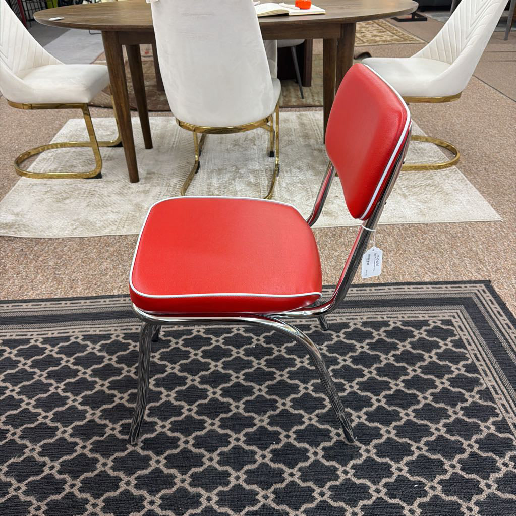 Retro Red Leatherette Dining Chair