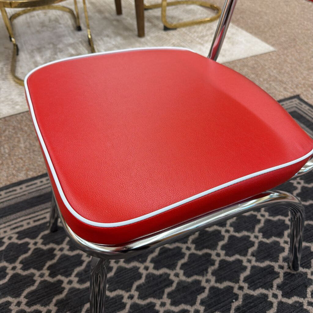 Retro Red Leatherette Dining Chair