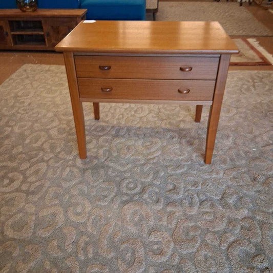 Mid-Century Modern Teak Side Table with Two Drawers