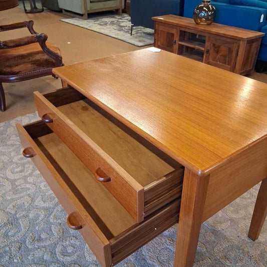 Mid-Century Modern Teak Side Table with Two Drawers