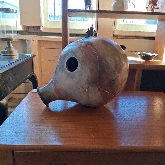 Large Silver Udu Drum – Handcrafted Ceramic Percussion Instrument